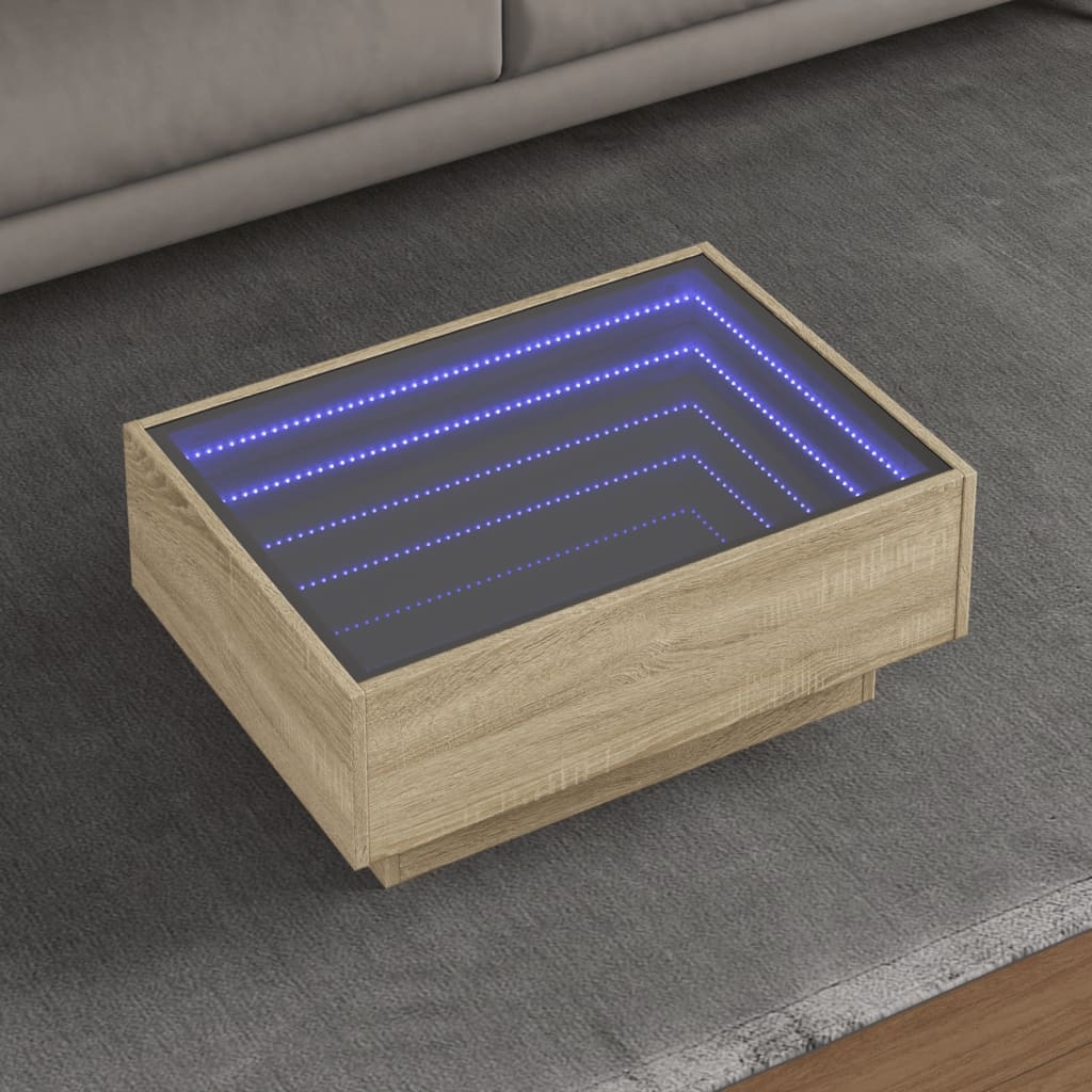 VidaXL Salontafel met LED 70x50x30 cm bewerkt hout sonoma eikenkleurig