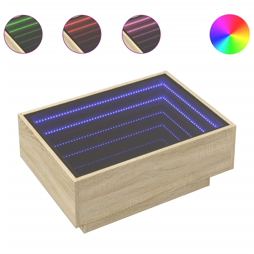 VidaXL Salontafel met LED 70x50x30 cm bewerkt hout sonoma eikenkleurig