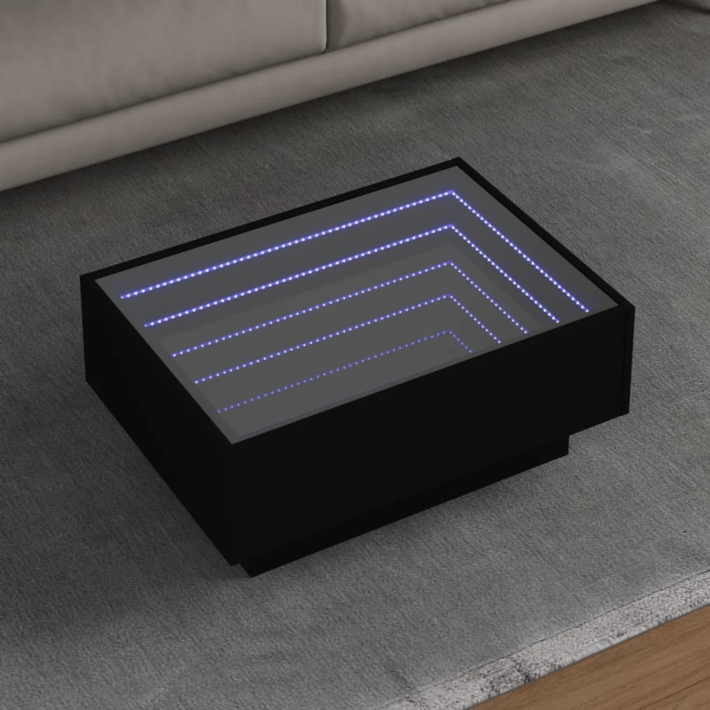 VidaXL Salontafel met LED 70x50x30 cm bewerkt hout zwart