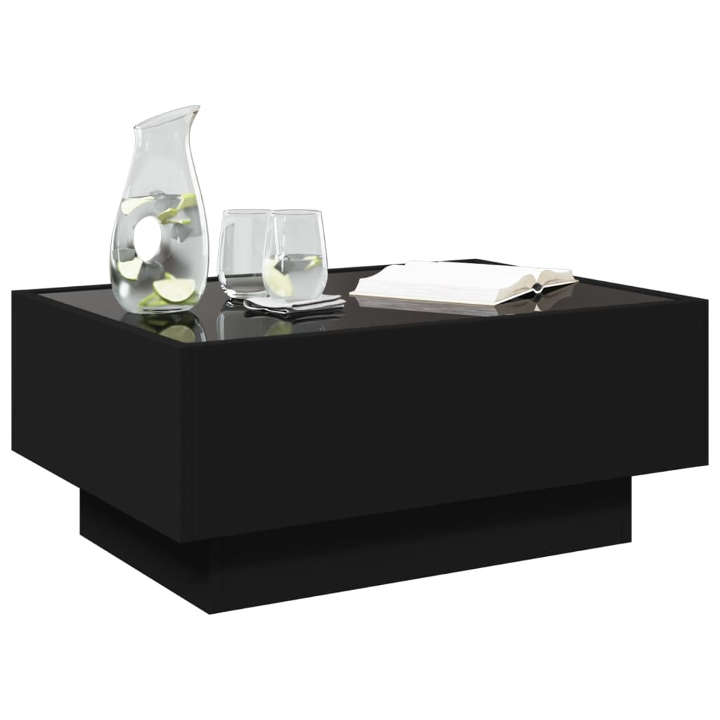 VidaXL Salontafel met LED 70x50x30 cm bewerkt hout zwart