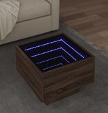VidaXL Bijzettafel met LED 40x40x30 cm bewerkt hout bruin eikenkleur