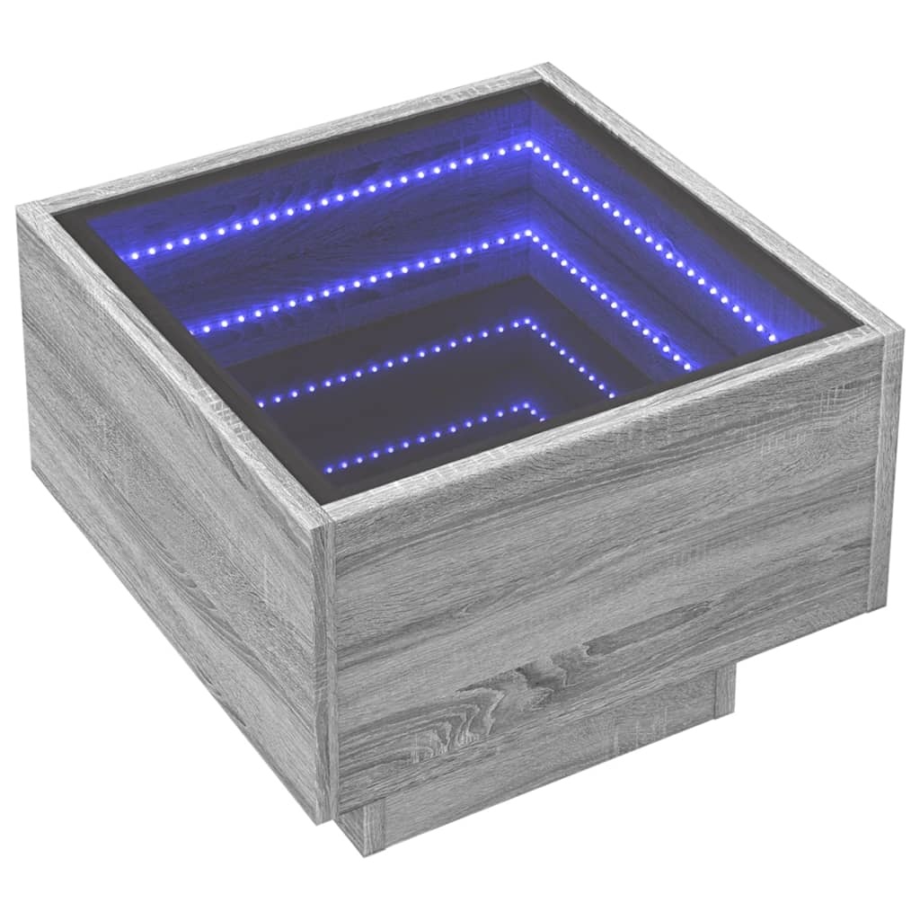 VidaXL Bijzettafel met LED 40x40x30 cm bewerkt hout grijs sonoma eiken