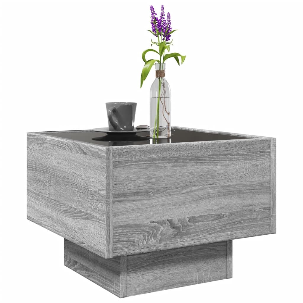 VidaXL Bijzettafel met LED 40x40x30 cm bewerkt hout grijs sonoma eiken