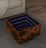 VidaXL Bijzettafel met LED 40x40x30 cm bewerkt hout gerookt eikenkleur