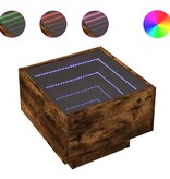 VidaXL Bijzettafel met LED 40x40x30 cm bewerkt hout gerookt eikenkleur
