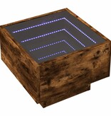 VidaXL Bijzettafel met LED 40x40x30 cm bewerkt hout gerookt eikenkleur