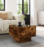 VidaXL Bijzettafel met LED 40x40x30 cm bewerkt hout gerookt eikenkleur