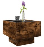 VidaXL Bijzettafel met LED 40x40x30 cm bewerkt hout gerookt eikenkleur