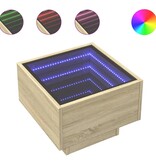 VidaXL Bijzettafel met LED 40x40x30 cm bewerkt hout sonoma eikenkleur