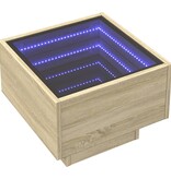 VidaXL Bijzettafel met LED 40x40x30 cm bewerkt hout sonoma eikenkleur