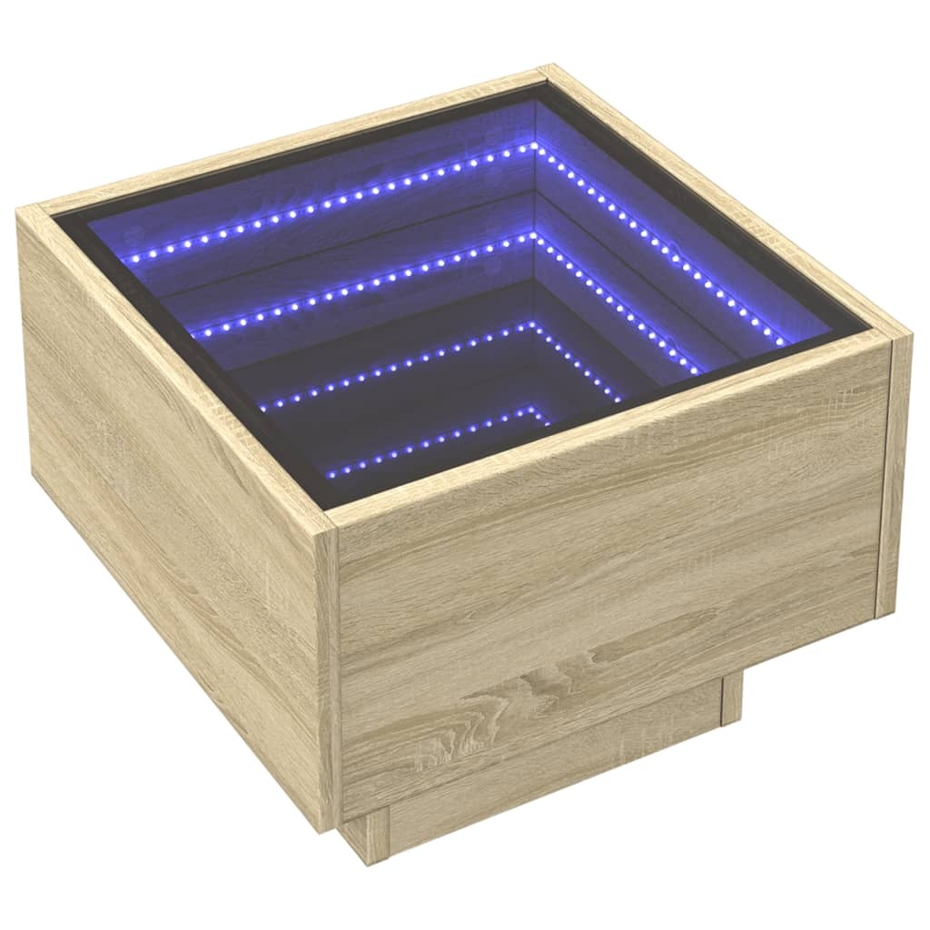 VidaXL Bijzettafel met LED 40x40x30 cm bewerkt hout sonoma eikenkleur