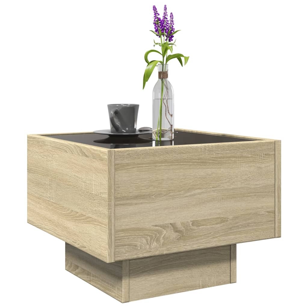 VidaXL Bijzettafel met LED 40x40x30 cm bewerkt hout sonoma eikenkleur