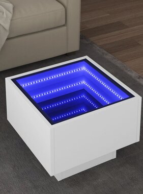 VidaXL Bijzettafel met LED 40x40x30 cm bewerkt hout wit