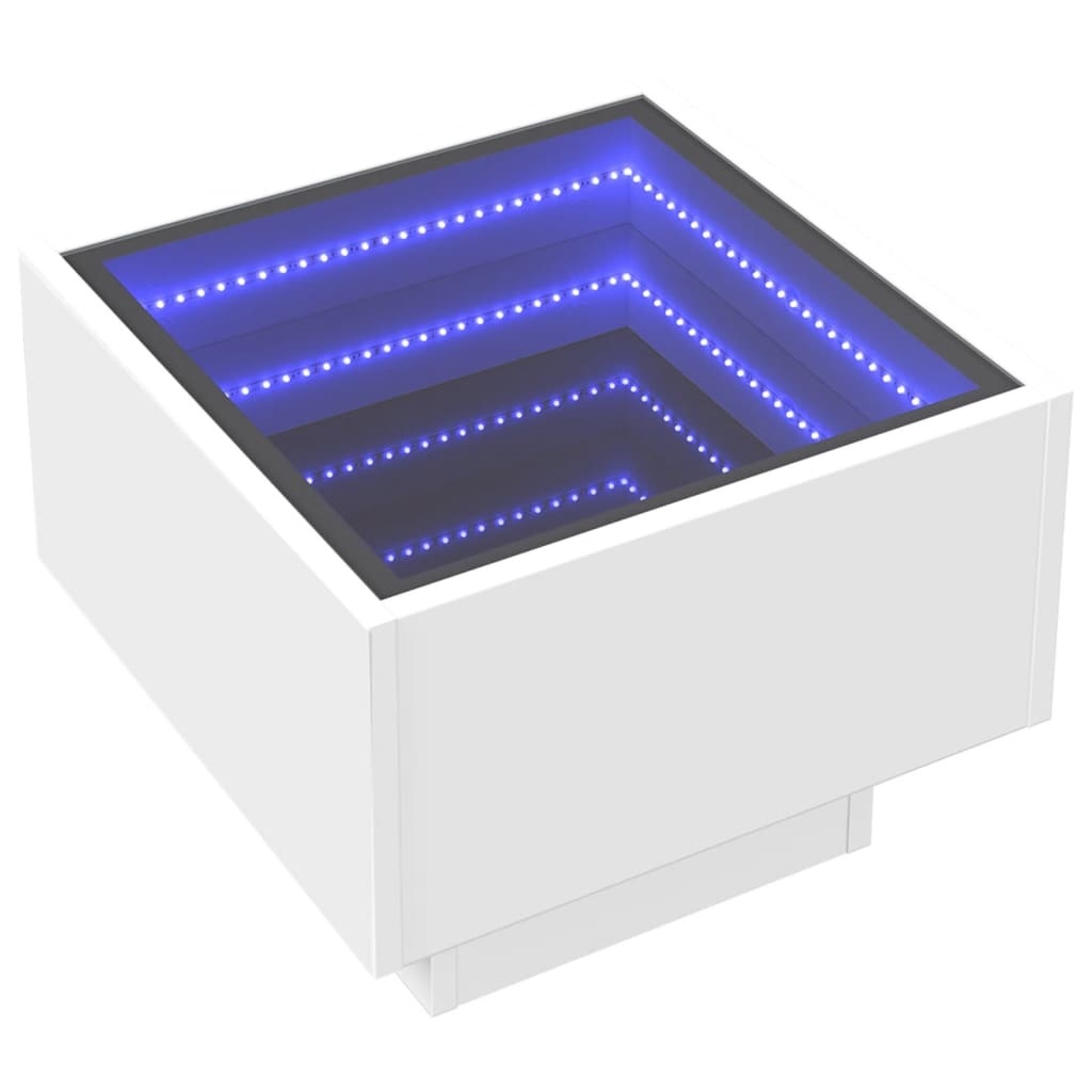 VidaXL Bijzettafel met LED 40x40x30 cm bewerkt hout wit