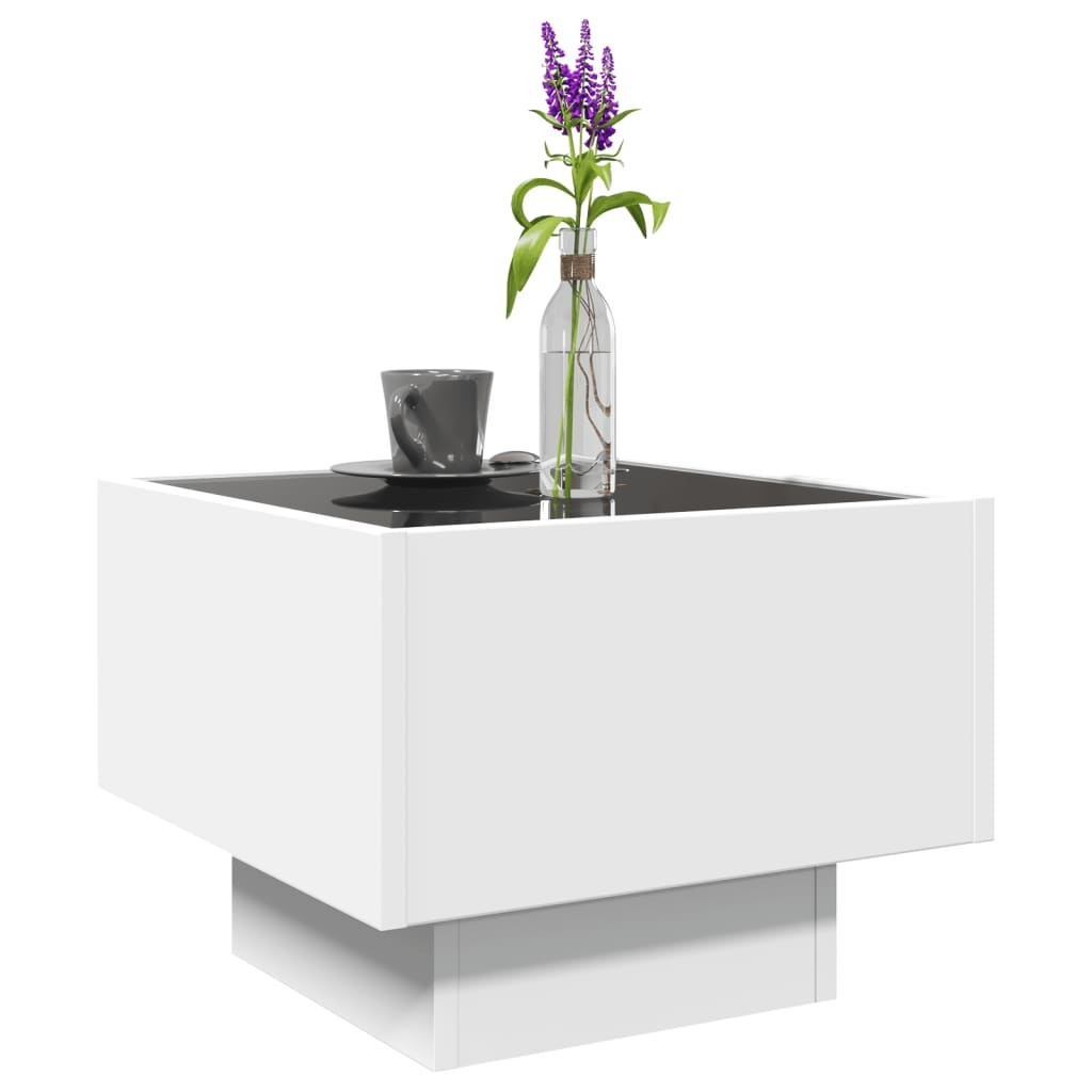 VidaXL Bijzettafel met LED 40x40x30 cm bewerkt hout wit