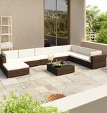 VidaXL 8-delige Loungeset met kussens poly rattan bruin