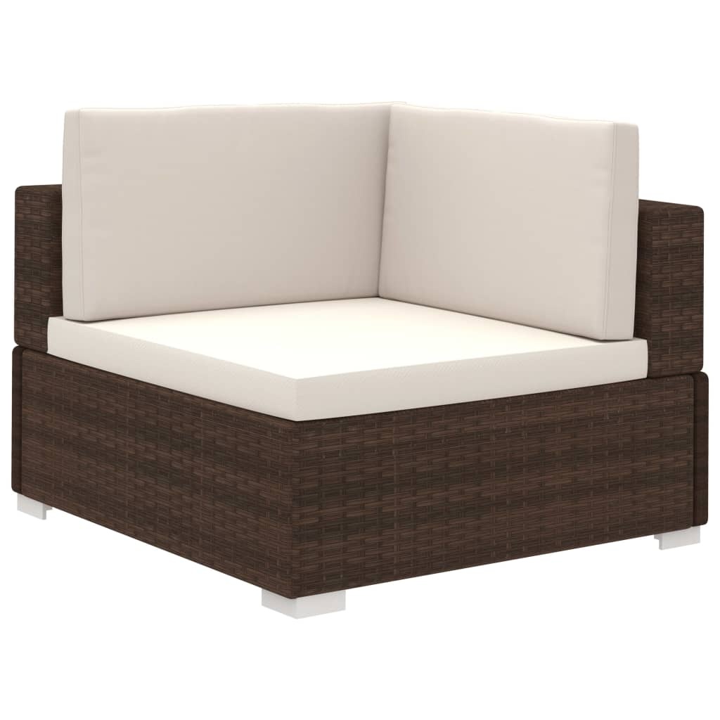 VidaXL 8-delige Loungeset met kussens poly rattan bruin