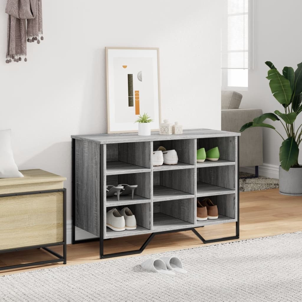 VidaXL Schoenenkast 90x38x61,5 cm bewerkt hout grijs sonoma eikenkleur
