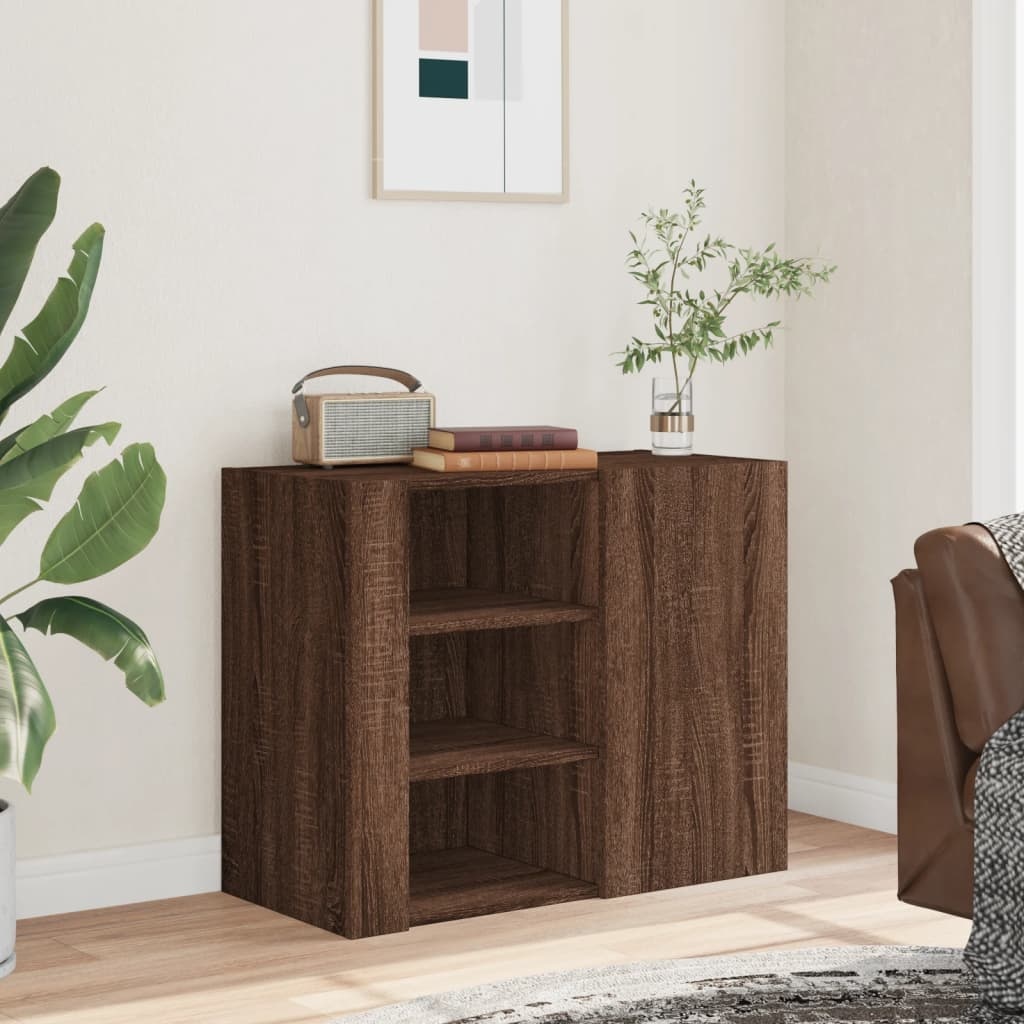 VidaXL Wandkast 75x35x60 cm bewerkt hout bruin eikenkleurig