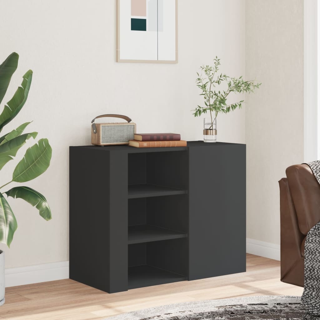 VidaXL Wandkast 75x35x60 cm bewerkt hout zwart