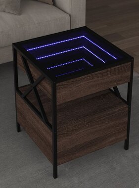 VidaXL Salontafel met Infinity LED 40x40x51 cm bruin eikenkleurig