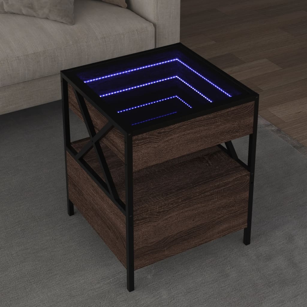 VidaXL Salontafel met Infinity LED 40x40x51 cm bruin eikenkleurig