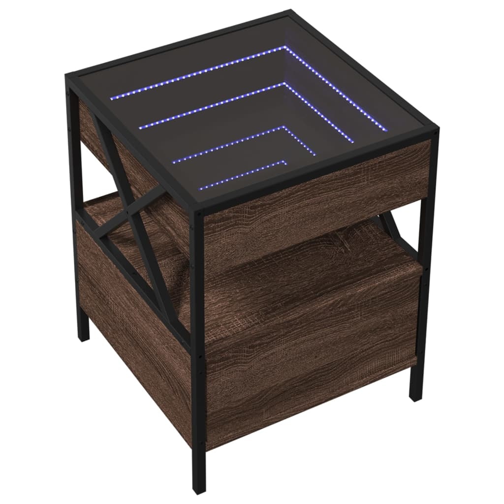 VidaXL Salontafel met Infinity LED 40x40x51 cm bruin eikenkleurig