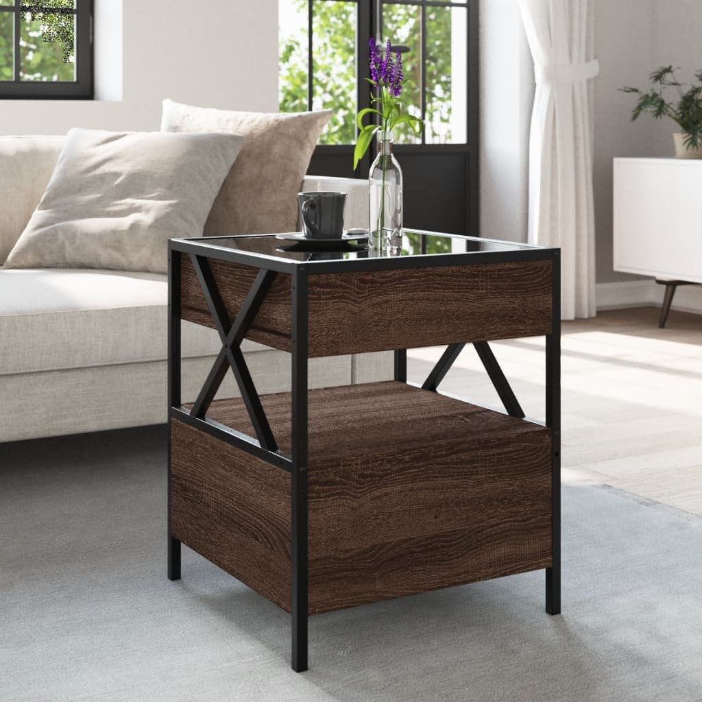 VidaXL Salontafel met Infinity LED 40x40x51 cm bruin eikenkleurig