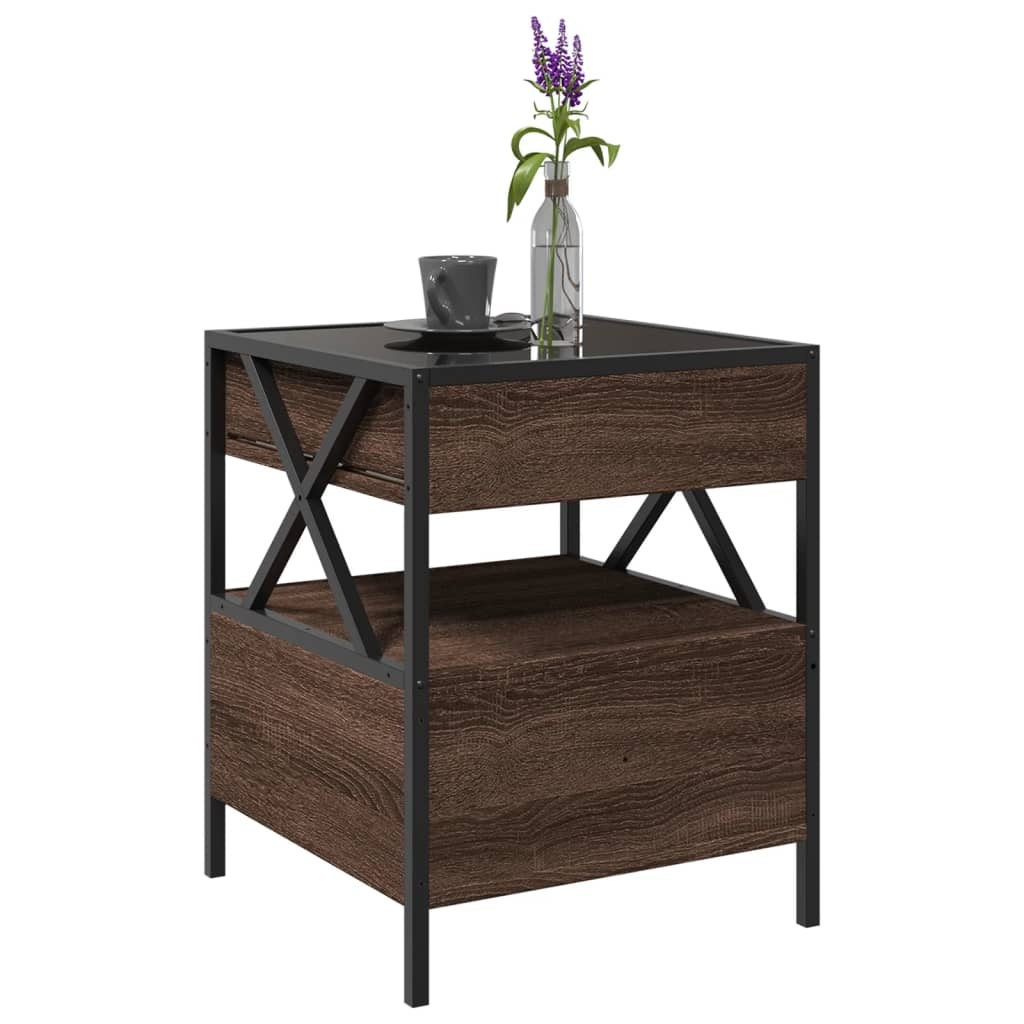 VidaXL Salontafel met Infinity LED 40x40x51 cm bruin eikenkleurig