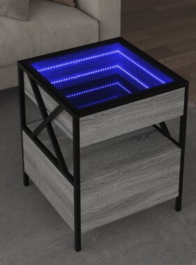 VidaXL Salontafel met Infinity LED 40x40x51 cm grijs sonoma eikenkleur