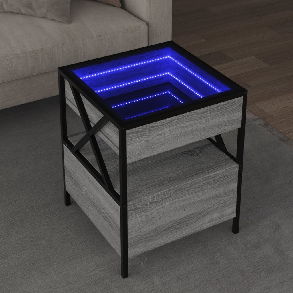 VidaXL Salontafel met Infinity LED 40x40x51 cm grijs sonoma eikenkleur