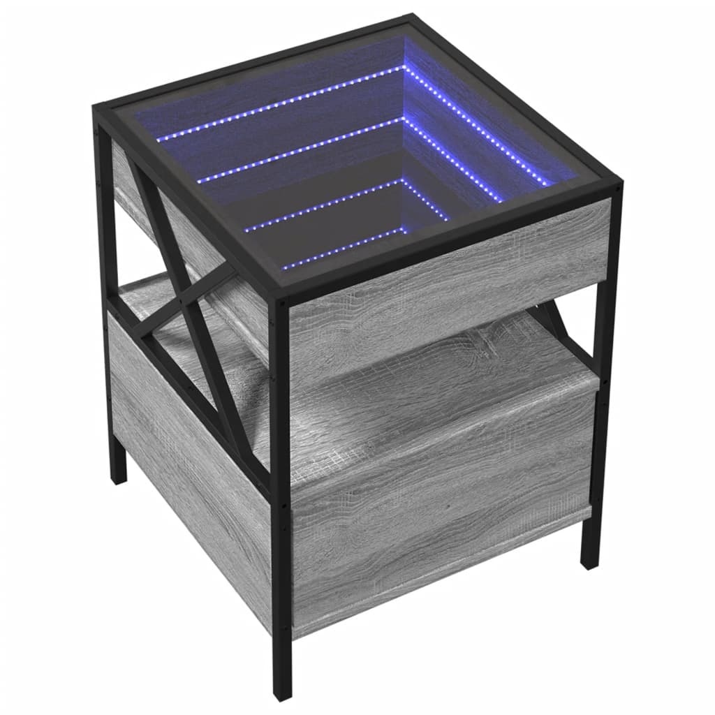 VidaXL Salontafel met Infinity LED 40x40x51 cm grijs sonoma eikenkleur