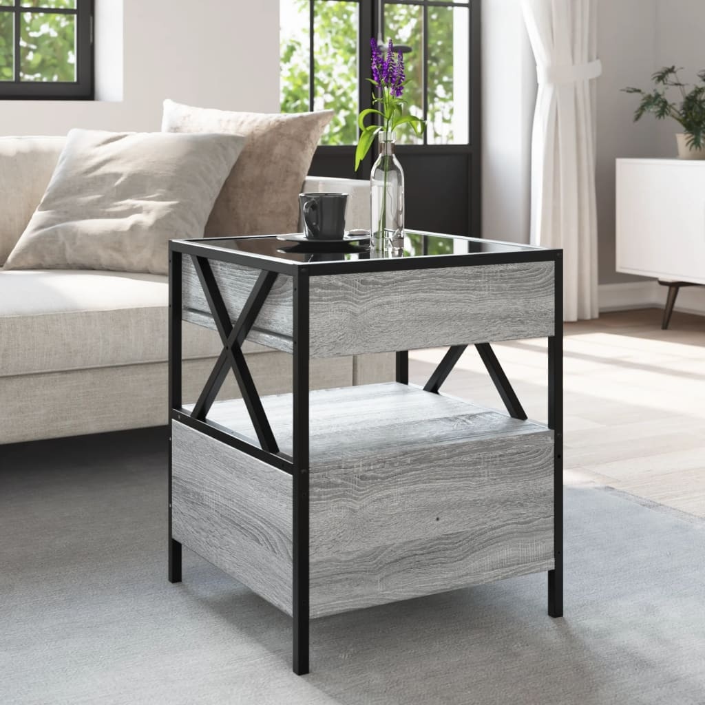 VidaXL Salontafel met Infinity LED 40x40x51 cm grijs sonoma eikenkleur