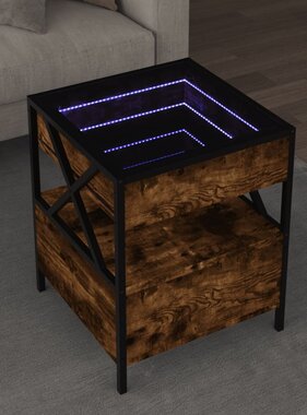 VidaXL Salontafel met Infinity LED 40x40x51 cm gerookt eikenkleurig
