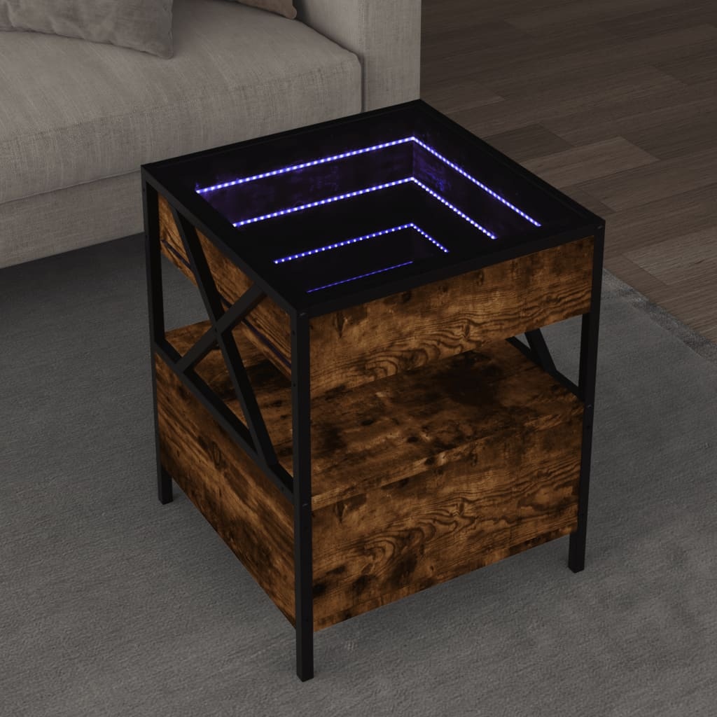 VidaXL Salontafel met Infinity LED 40x40x51 cm gerookt eikenkleurig