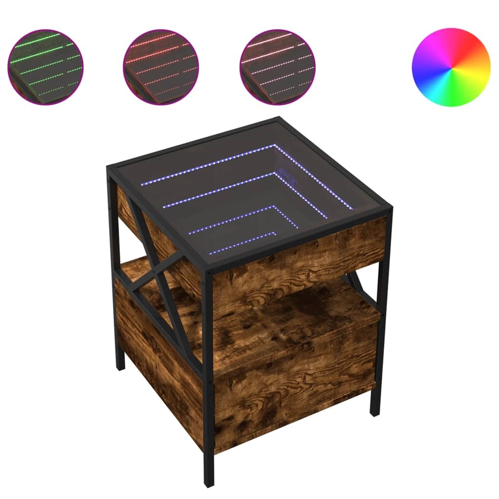 VidaXL Salontafel met Infinity LED 40x40x51 cm gerookt eikenkleurig
