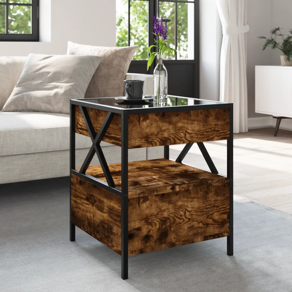 VidaXL Salontafel met Infinity LED 40x40x51 cm gerookt eikenkleurig