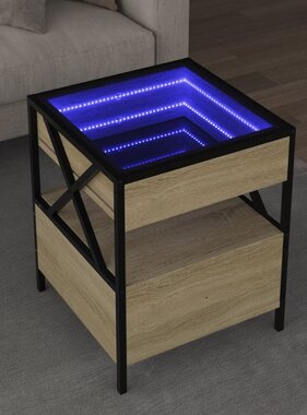 VidaXL Salontafel met Infinity LED 40x40x51 cm sonoma eikenkleurig