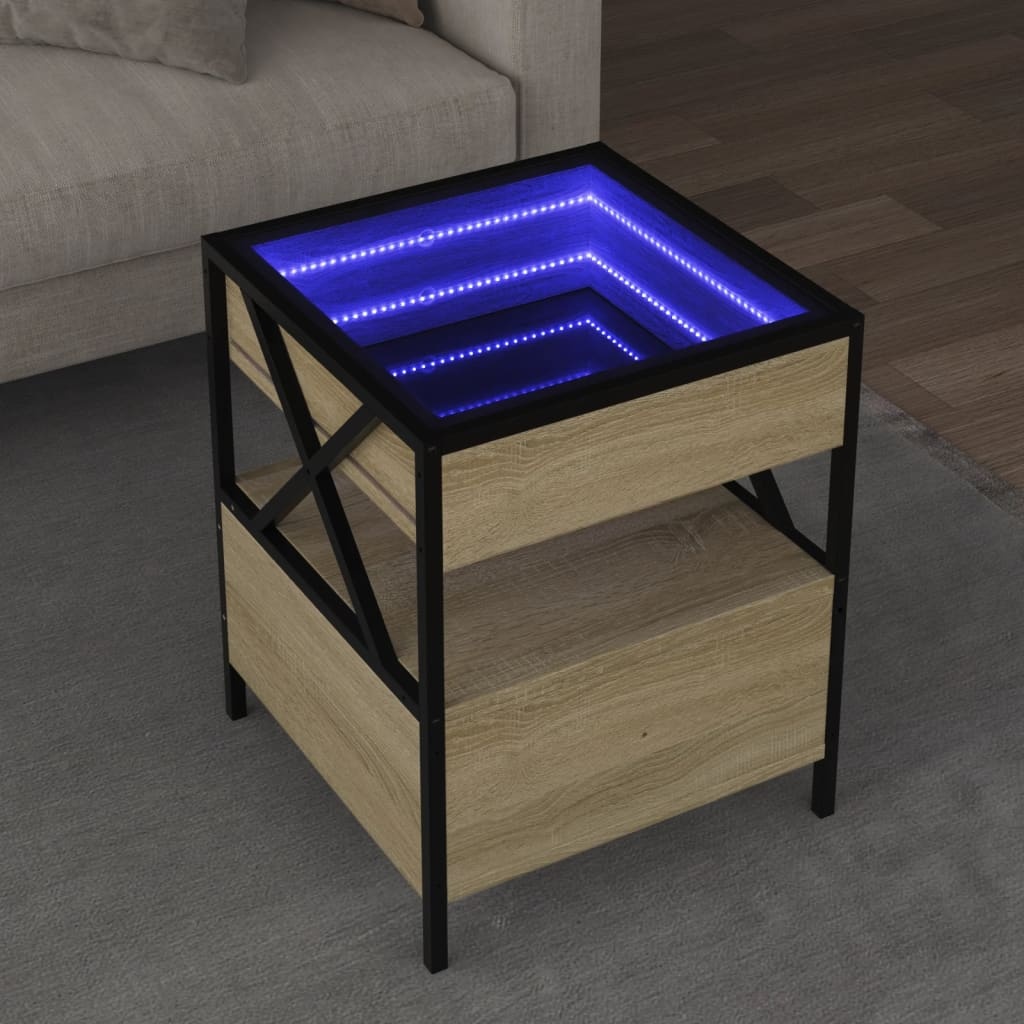 VidaXL Salontafel met Infinity LED 40x40x51 cm sonoma eikenkleurig
