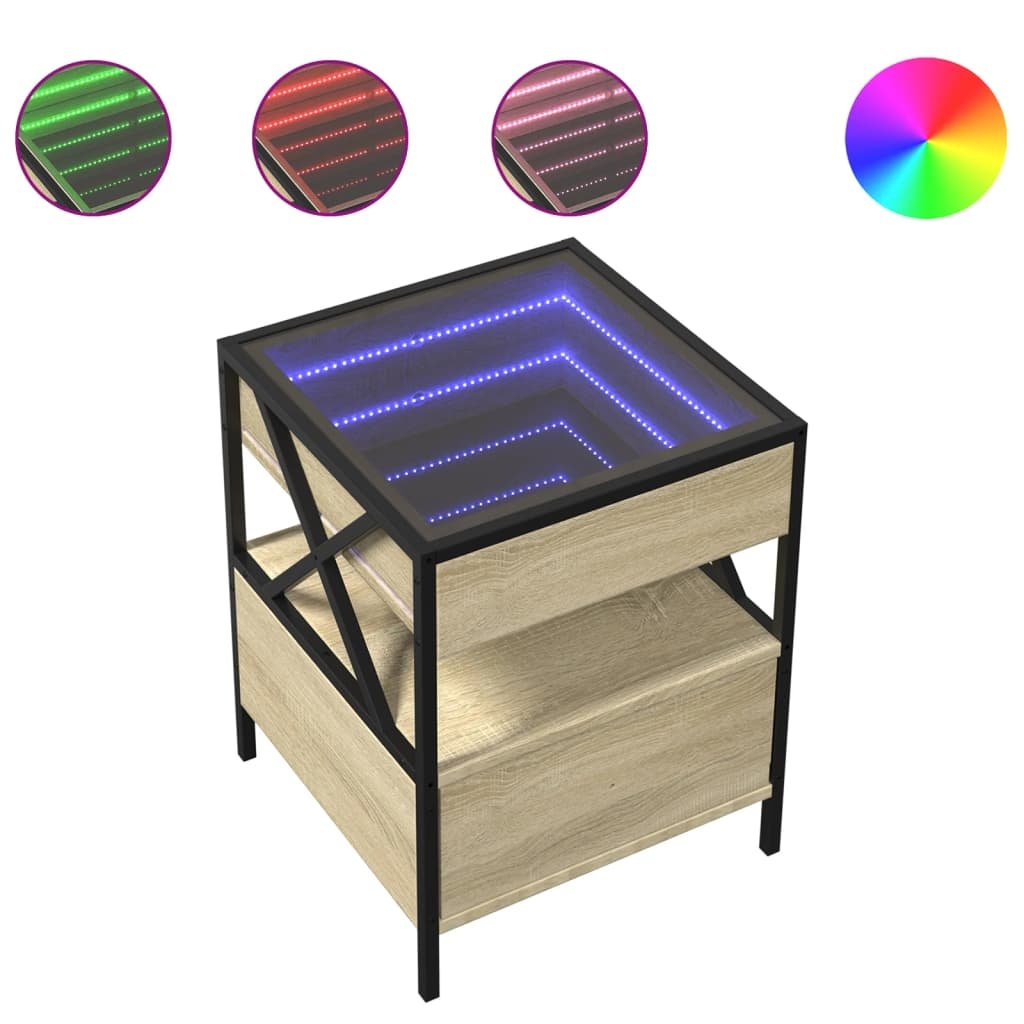 VidaXL Salontafel met Infinity LED 40x40x51 cm sonoma eikenkleurig