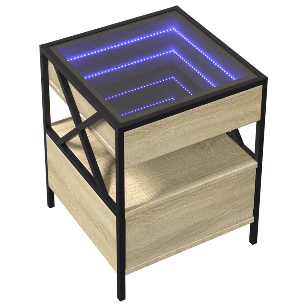 VidaXL Salontafel met Infinity LED 40x40x51 cm sonoma eikenkleurig