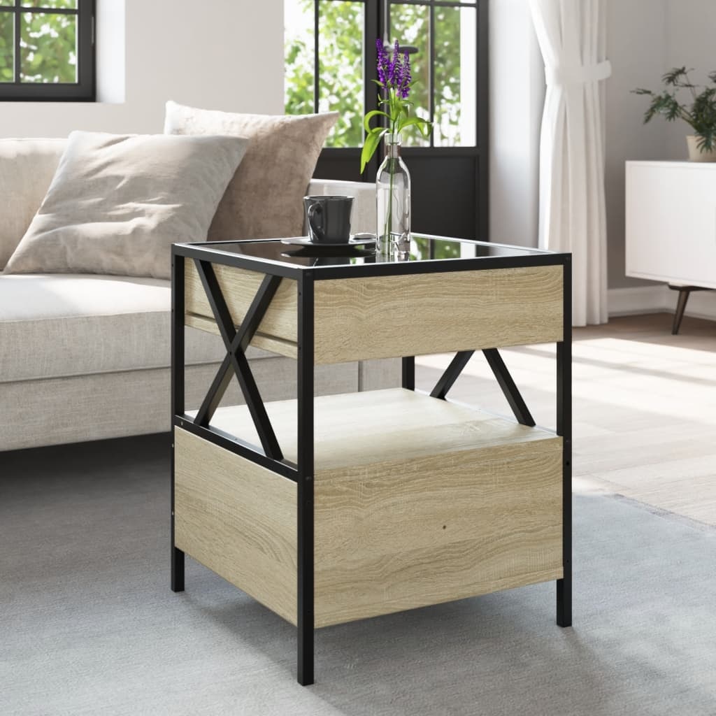 VidaXL Salontafel met Infinity LED 40x40x51 cm sonoma eikenkleurig