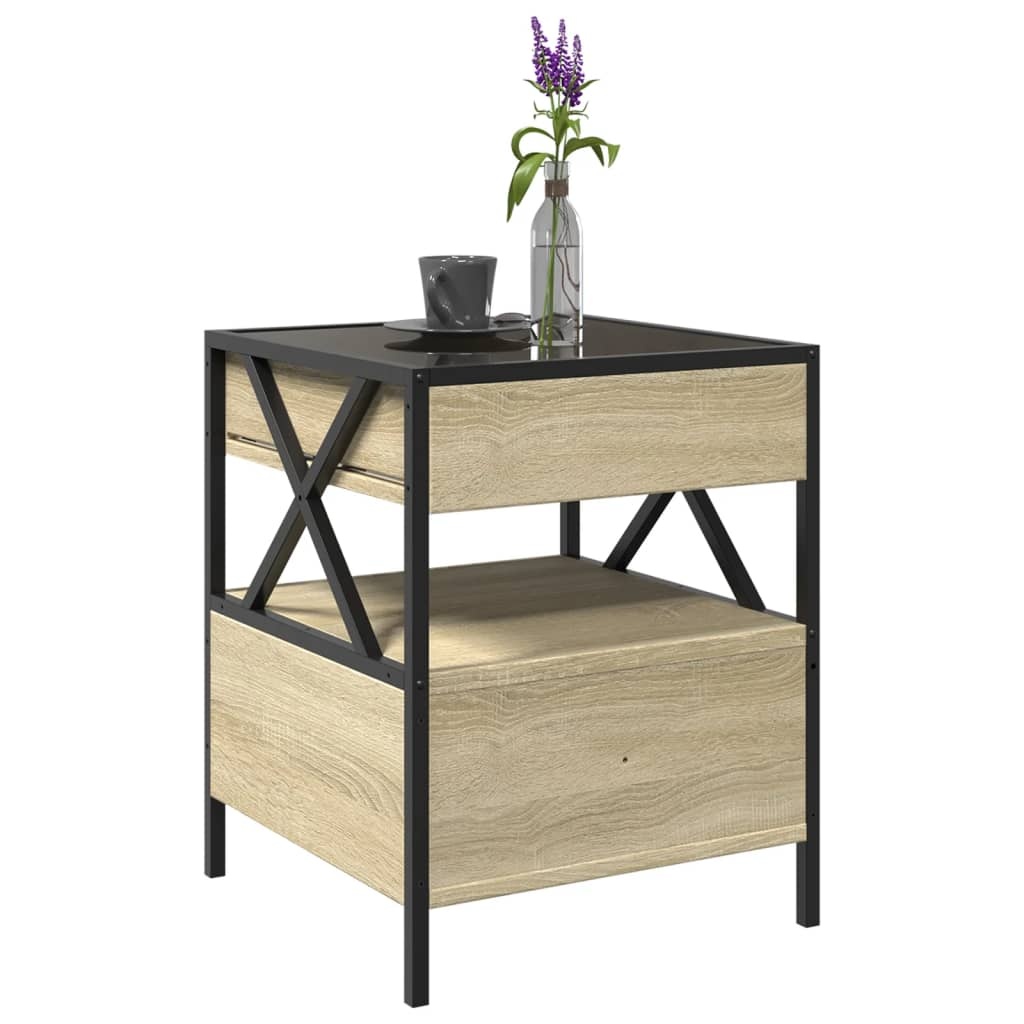 VidaXL Salontafel met Infinity LED 40x40x51 cm sonoma eikenkleurig