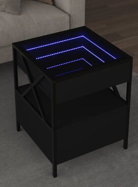 VidaXL Salontafel met Infinity LED 40x40x51 cm zwart