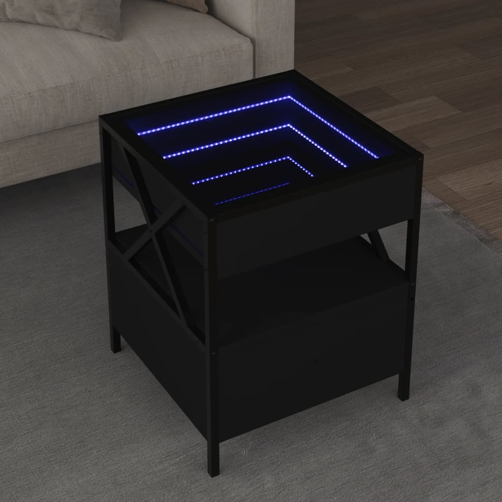 VidaXL Salontafel met Infinity LED 40x40x51 cm zwart