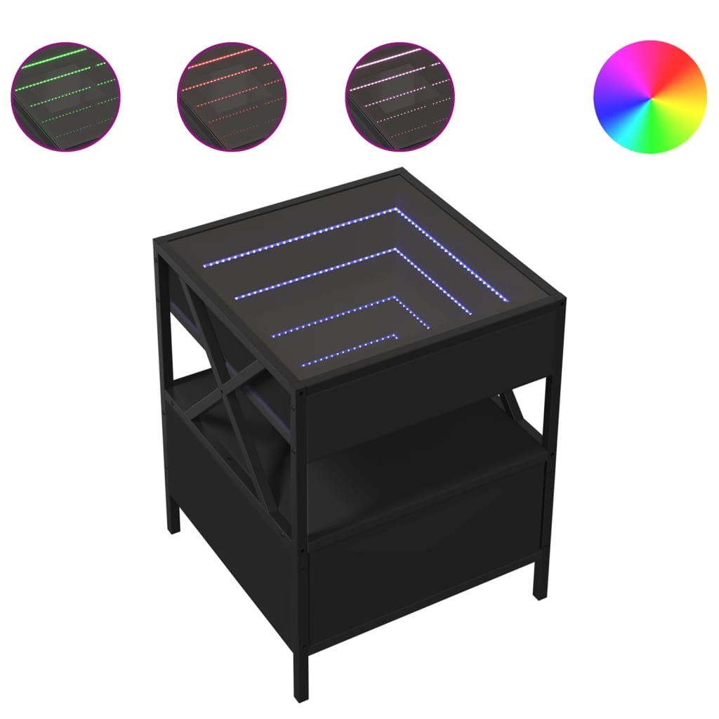 VidaXL Salontafel met Infinity LED 40x40x51 cm zwart