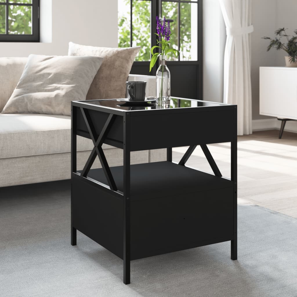 VidaXL Salontafel met Infinity LED 40x40x51 cm zwart