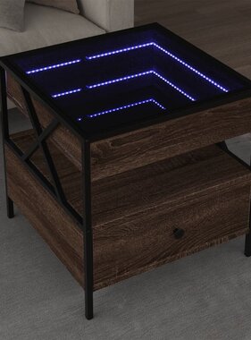 VidaXL Salontafel met Infinity LED 50x50x51 cm bruin eikenkleurig