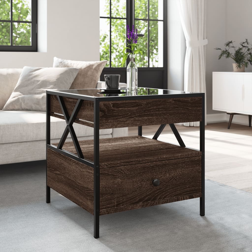 VidaXL Salontafel met Infinity LED 50x50x51 cm bruin eikenkleurig