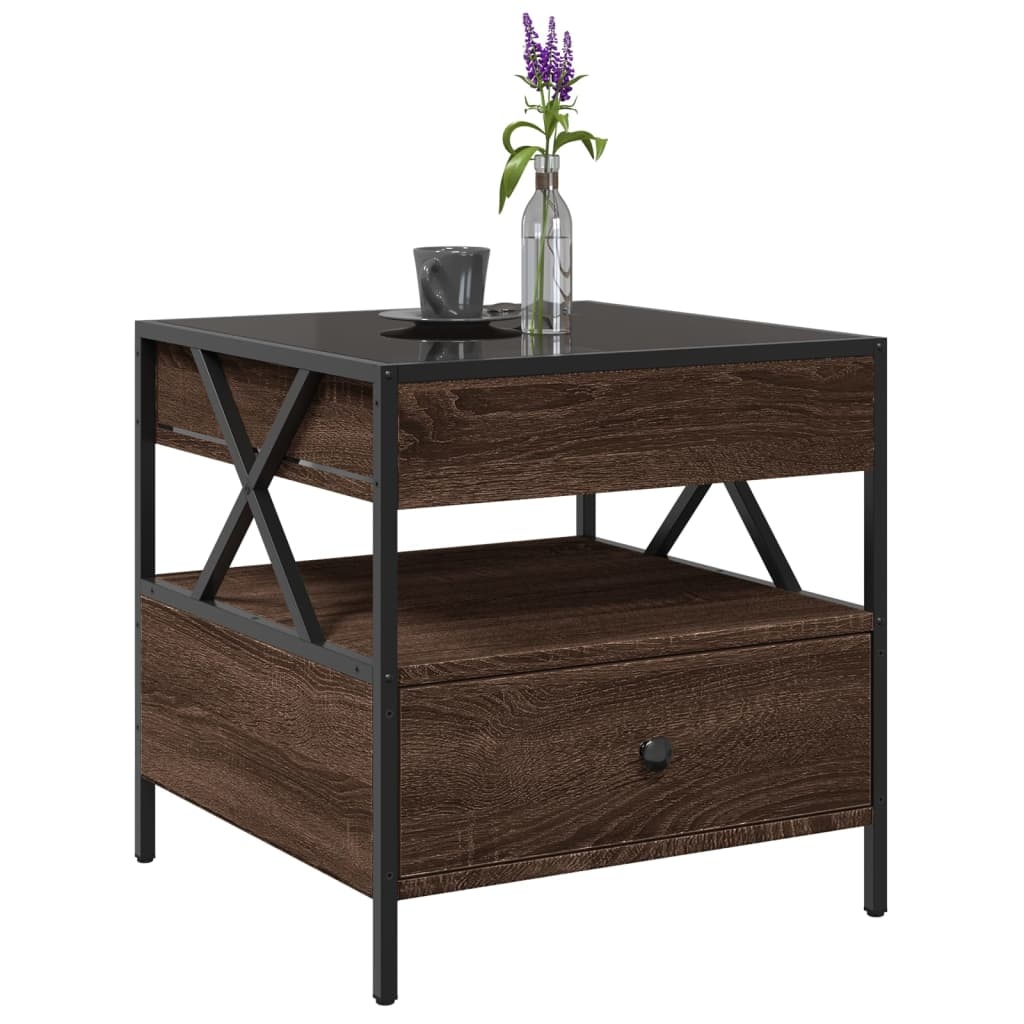 VidaXL Salontafel met Infinity LED 50x50x51 cm bruin eikenkleurig